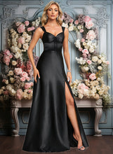 Load image into Gallery viewer, Nita A-line V-Neck Floor-Length Stretch Satin Prom Dresses With Bow XXCP0025882