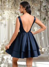 Load image into Gallery viewer, Macie A-line V-Neck Short Satin Homecoming Dress XXCP0025691