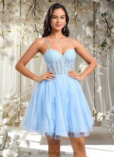 Load image into Gallery viewer, Cristina Ball-Gown/Princess Sweetheart Short Lace Tulle Homecoming Dress With Ruffle XXCP0025707