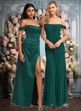 Load image into Gallery viewer, Lauryn A-line Off the Shoulder Floor-Length Satin Bridesmaid Dress XXCP0025743