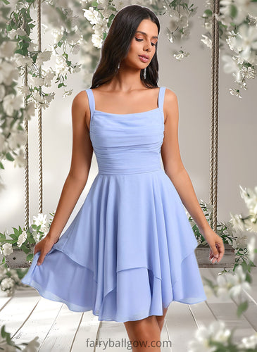 Nova A-line Scoop Short Chiffon Homecoming Dress With Pleated XXCP0025654