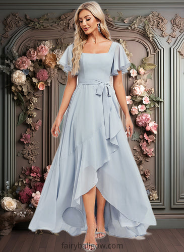 Luciana A-line Square Asymmetrical Chiffon Bridesmaid Dress XXCP0025796