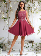 Load image into Gallery viewer, Sienna A-line Scoop Short Chiffon Homecoming Dress With Sequins Appliques Lace XXCP0025681