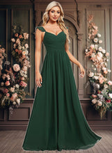 Load image into Gallery viewer, Scarlett A-line V-Neck Floor-Length Chiffon Bridesmaid Dress With Ruffle XXCP0025811