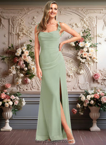 Averie A-line Square Floor-Length Chiffon Bridesmaid Dress With Ruffle XXCP0025739