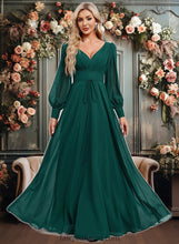 Load image into Gallery viewer, Chasity A-line V-Neck Floor-Length Chiffon Bridesmaid Dress XXCP0025816