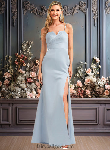 Donna A-line V-Neck Floor-Length Satin Bridesmaid Dress XXCP0025724