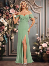 Load image into Gallery viewer, Tianna Trumpet/Mermaid Off the Shoulder V-Neck Floor-Length Chiffon Bridesmaid Dress XXCP0025810