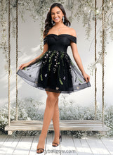 Load image into Gallery viewer, Lilliana A-line Off the Shoulder Short Tulle Lace Homecoming Dress With Embroidered XXCP0025720