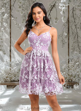 Load image into Gallery viewer, Whitney A-line V-Neck Short Lace Homecoming Dress With Embroidered XXCP0025697