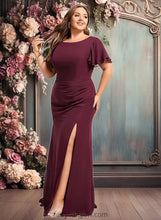 Load image into Gallery viewer, Lyla A-line Boat Neck Floor-Length Chiffon Bridesmaid Dress With Ruffle XXCP0025827