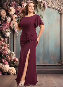 Lyla A-line Boat Neck Floor-Length Chiffon Bridesmaid Dress With Ruffle XXCP0025827