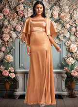 Load image into Gallery viewer, Dulce A-line Square Floor-Length Stretch Satin Bridesmaid Dress XXCP0025765