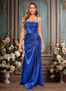 Nell Trumpet/Mermaid Straight Floor-Length Stretch Satin Prom Dresses XXCP0025845