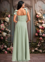 Load image into Gallery viewer, Skyler A-line Cowl Floor-Length Chiffon Bridesmaid Dress With Bow XXCP0025738