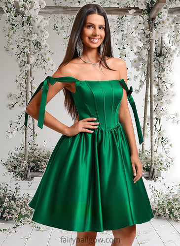 Logan Ball-Gown/Princess Straight Short Satin Homecoming Dress With Bow XXCP0025645