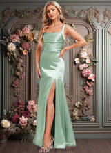 Load image into Gallery viewer, Sandy Trumpet/Mermaid Square Floor-Length Stretch Satin Bridesmaid Dress XXCP0025784