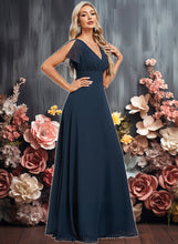 Load image into Gallery viewer, Ingrid A-line V-Neck Floor-Length Chiffon Bridesmaid Dress XXCP0025806