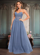 Load image into Gallery viewer, Mariela Ball-Gown/Princess V-Neck Floor-Length Tulle Prom Dresses With Sequins Appliques Lace XXCP0025837