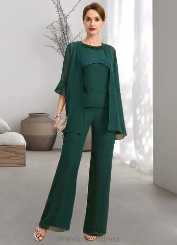 Adrienne Jumpsuit/Pantsuit Separates Scoop Floor-Length Chiffon Mother of the Bride Dress With Beading Sequins XXC126P0021913