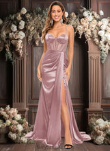 Load image into Gallery viewer, Teagan Trumpet/Mermaid Sweetheart Sweep Train Stretch Satin Prom Dresses XXCP0025836