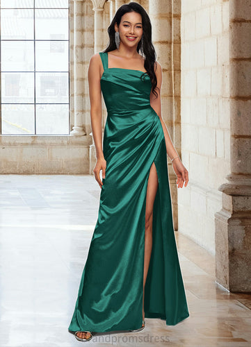 Polly Sheath/Column Asymmetrical Floor-Length Stretch Satin Prom Dresses XXCP0022193