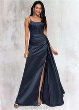 Load image into Gallery viewer, Laney Sheath/Column Scoop Floor-Length Satin Prom Dresses XXCP0022196