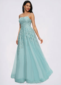 Kirsten Ball-Gown/Princess Straight Floor-Length Tulle Prom Dresses With Appliques Lace Sequins XXCP0022206