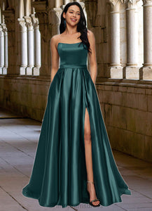 Melissa Ball-Gown/Princess Sweep Train Satin Prom Dresses XXCP0022207