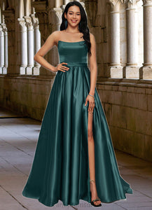 Melissa Ball-Gown/Princess Sweep Train Satin Prom Dresses XXCP0022207