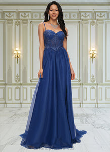 Charity Ball-Gown/Princess Sweetheart Sweep Train Tulle Prom Dresses With Appliques Lace Sequins XXCP0022210