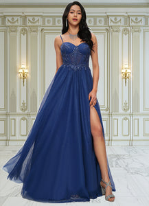 Charity Ball-Gown/Princess Sweetheart Sweep Train Tulle Prom Dresses With Appliques Lace Sequins XXCP0022210