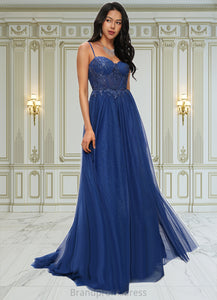 Charity Ball-Gown/Princess Sweetheart Sweep Train Tulle Prom Dresses With Appliques Lace Sequins XXCP0022210