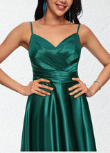 Load image into Gallery viewer, Juliette A-line V-Neck Floor-Length Stretch Satin Prom Dresses XXCP0022211