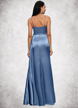 Load image into Gallery viewer, Deanna Sheath/Column V-Neck Floor-Length Stretch Satin Prom Dresses With Pleated XXCP0022214