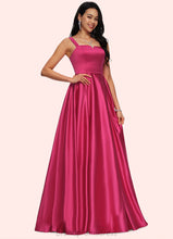 Load image into Gallery viewer, Aria Ball-Gown/Princess V-Neck Sweep Train Satin Prom Dresses XXCP0022215