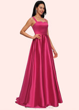 Load image into Gallery viewer, Aria Ball-Gown/Princess V-Neck Sweep Train Satin Prom Dresses XXCP0022215