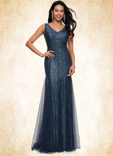 Load image into Gallery viewer, Emma Sheath/Column V-Neck Floor-Length Sequin Prom Dresses XXCP0022218