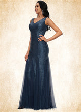 Load image into Gallery viewer, Emma Sheath/Column V-Neck Floor-Length Sequin Prom Dresses XXCP0022218