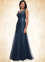 Load image into Gallery viewer, Emma Sheath/Column V-Neck Floor-Length Sequin Prom Dresses XXCP0022218