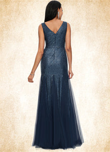 Emma Sheath/Column V-Neck Floor-Length Sequin Prom Dresses XXCP0022218