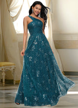 Load image into Gallery viewer, Brooke A-line Asymmetrical Floor-Length Lace Prom Dresses With Sequins XXCP0022219