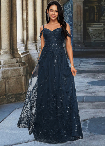 Lina A-line V-Neck Floor-Length Lace Prom Dresses With Sequins XXCP0022222