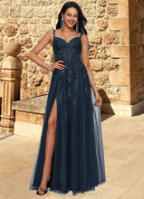 Load image into Gallery viewer, Nydia A-line V-Neck Floor-Length Tulle Prom Dresses With Sequins XXCP0022224