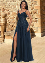 Load image into Gallery viewer, Nydia A-line V-Neck Floor-Length Tulle Prom Dresses With Sequins XXCP0022224