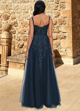 Load image into Gallery viewer, Nydia A-line V-Neck Floor-Length Tulle Prom Dresses With Sequins XXCP0022224