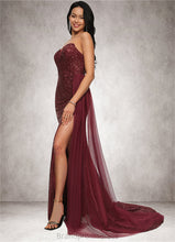 Load image into Gallery viewer, Mallory Trumpet/Mermaid V-Neck Sweep Train Sequin Prom Dresses XXCP0022227