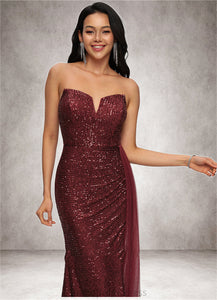 Mallory Trumpet/Mermaid V-Neck Sweep Train Sequin Prom Dresses XXCP0022227