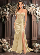 Load image into Gallery viewer, Teagan Trumpet/Mermaid Sweetheart Sweep Train Stretch Satin Prom Dresses XXCP0025836