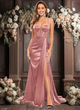 Load image into Gallery viewer, Teagan Trumpet/Mermaid Sweetheart Sweep Train Stretch Satin Prom Dresses XXCP0025836